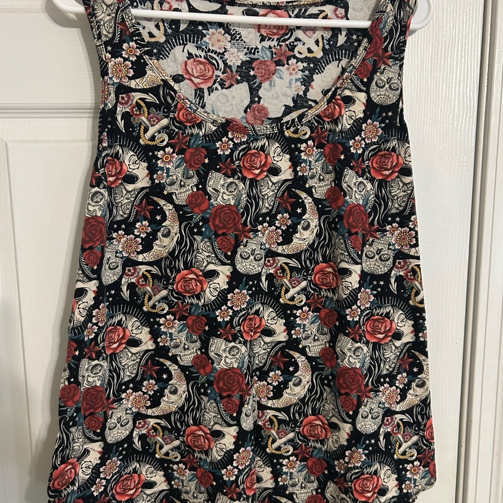 Torrid Red and White Tank Top with Floral Design